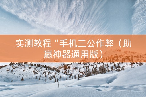 实测教程“手机三公作弊（助赢神器通用版）