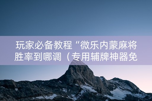 玩家必备教程“微乐内蒙麻将胜率到哪调（专用辅牌神器免安装）