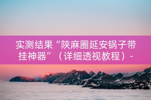 实测结果“陕麻圈延安锅子带挂神器”（详细透视教程）-哔哩哔哩