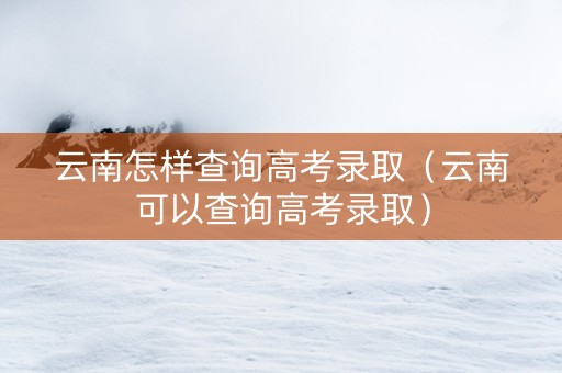 云南怎样查询高考录取（云南可以查询高考录取）
