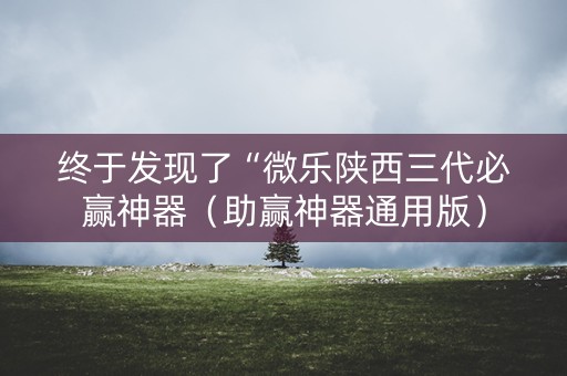 终于发现了“微乐陕西三代必赢神器（助赢神器通用版）