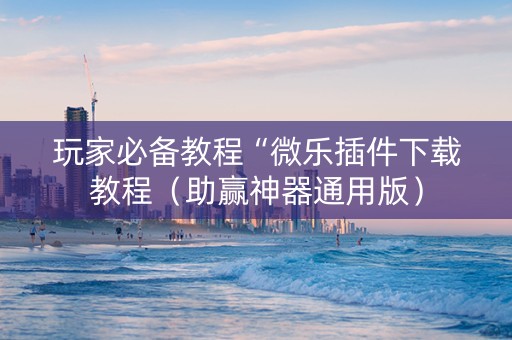 玩家必备教程“微乐插件下载教程（助赢神器通用版）