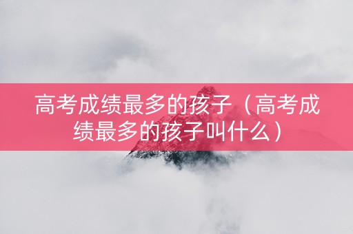 高考成绩最多的孩子（高考成绩最多的孩子叫什么）