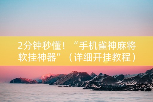 2分钟秒懂！“手机雀神麻将软挂神器”（详细开挂教程）-哔哩哔哩