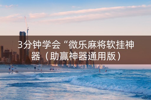 3分钟学会“微乐麻将软挂神器（助赢神器通用版）