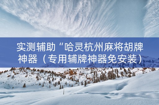 实测辅助“哈灵杭州麻将胡牌神器（专用辅牌神器免安装）