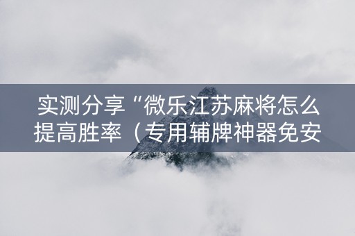 实测分享“微乐江苏麻将怎么提高胜率（专用辅牌神器免安装）