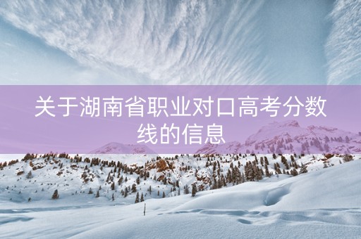 关于湖南省职业对口高考分数线的信息