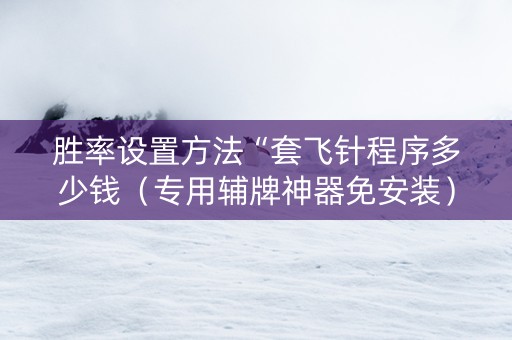 胜率设置方法“套飞针程序多少钱（专用辅牌神器免安装）