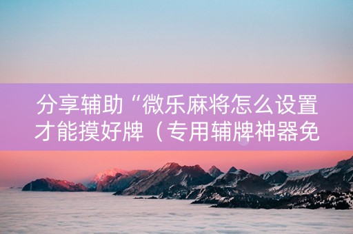分享辅助“微乐麻将怎么设置才能摸好牌（专用辅牌神器免安装）