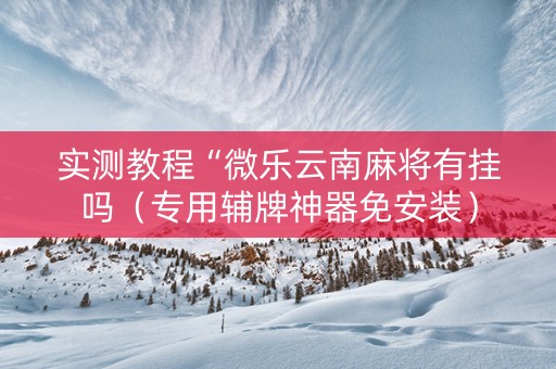 实测教程“微乐云南麻将有挂吗（专用辅牌神器免安装）