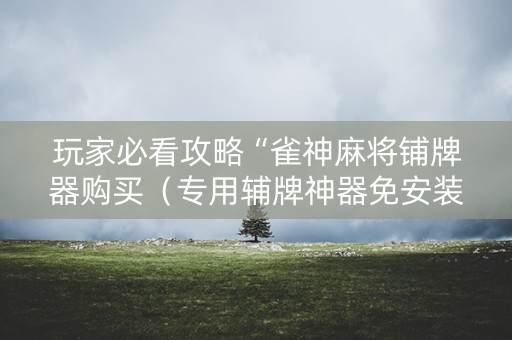 玩家必看攻略“雀神麻将铺牌器购买（专用辅牌神器免安装）