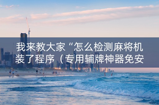 我来教大家“怎么检测麻将机装了程序（专用辅牌神器免安装）