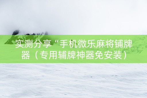 实测分享“手机微乐麻将铺牌器（专用辅牌神器免安装）