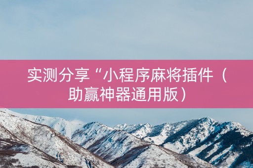 实测分享“小程序麻将插件（助赢神器通用版）