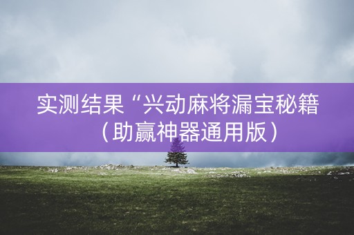 实测结果“兴动麻将漏宝秘籍（助赢神器通用版）