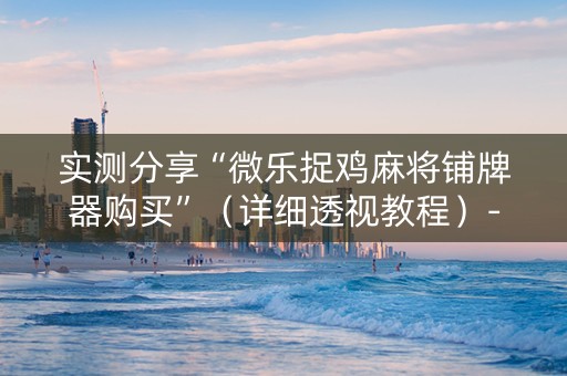 实测分享“微乐捉鸡麻将铺牌器购买”（详细透视教程）-哔哩哔哩