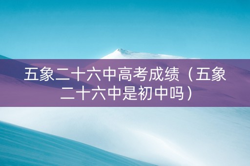五象二十六中高考成绩（五象二十六中是初中吗）