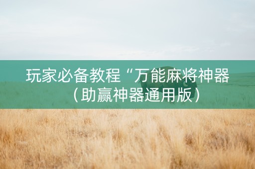 玩家必备教程“万能麻将神器（助赢神器通用版）