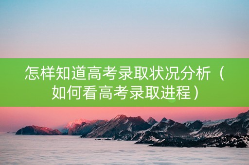 怎样知道高考录取状况分析（如何看高考录取进程）