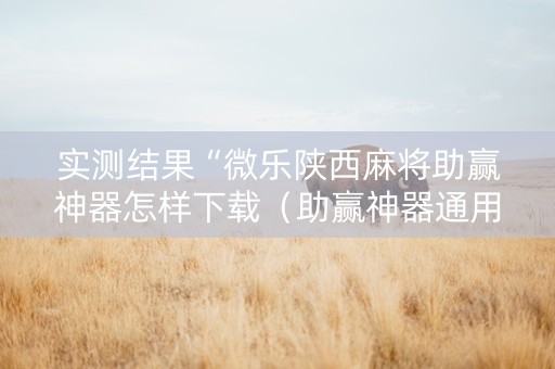 实测结果“微乐陕西麻将助赢神器怎样下载（助赢神器通用版）
