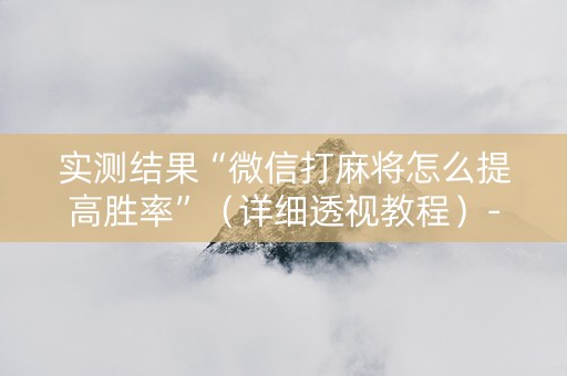 实测结果“微信打麻将怎么提高胜率”（详细透视教程）-哔哩哔哩