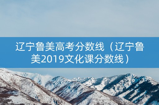 辽宁鲁美高考分数线（辽宁鲁美2019文化课分数线）