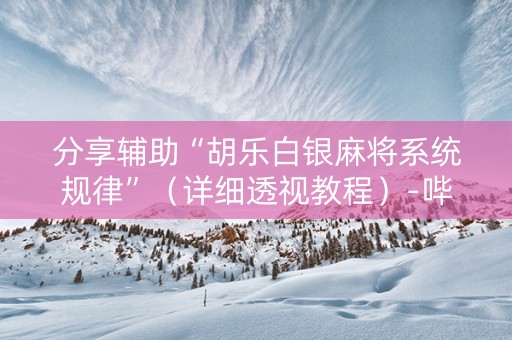分享辅助“胡乐白银麻将系统规律”（详细透视教程）-哔哩哔哩