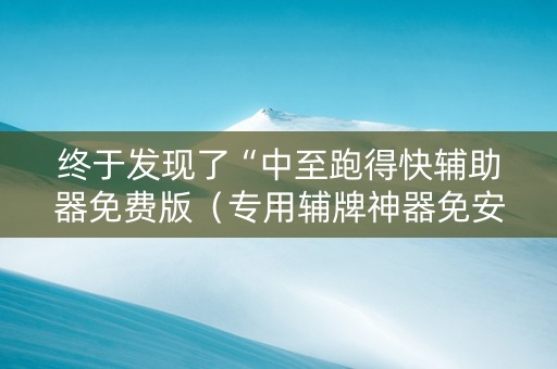 终于发现了“中至跑得快辅助器免费版（专用辅牌神器免安装）