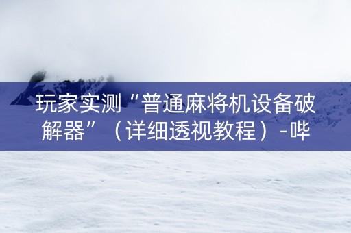 玩家实测“普通麻将机设备破解器”（详细透视教程）-哔哩哔哩