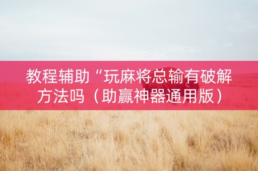 教程辅助“玩麻将总输有破解方法吗（助赢神器通用版）