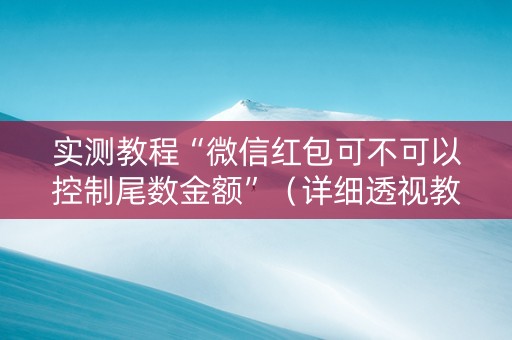 实测教程“微信红包可不可以控制尾数金额”（详细透视教程）-哔哩哔哩