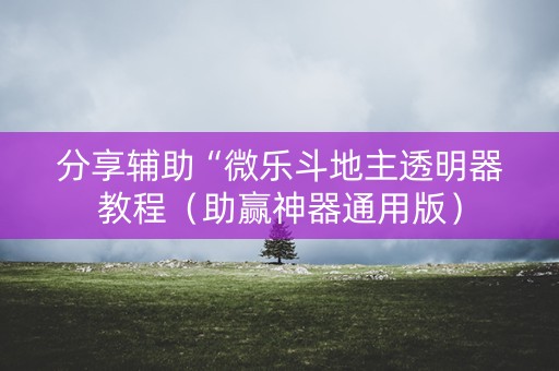 分享辅助“微乐斗地主透明器教程（助赢神器通用版）