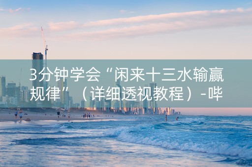 3分钟学会“闲来十三水输赢规律”（详细透视教程）-哔哩哔哩