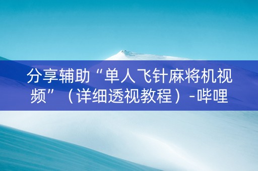 分享辅助“单人飞针麻将机视频”（详细透视教程）-哔哩哔哩