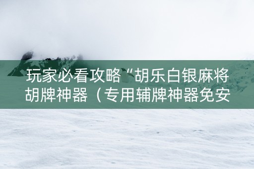玩家必看攻略“胡乐白银麻将胡牌神器（专用辅牌神器免安装）
