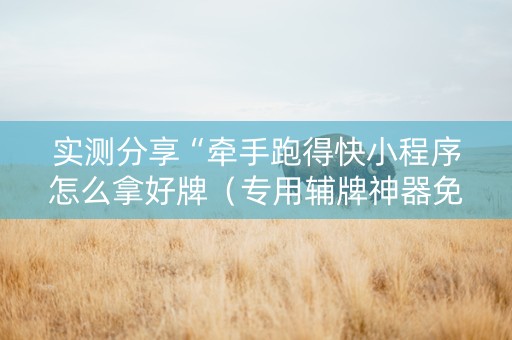 实测分享“牵手跑得快小程序怎么拿好牌（专用辅牌神器免安装）