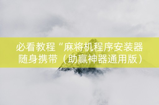 必看教程“麻将机程序安装器随身携带（助赢神器通用版）