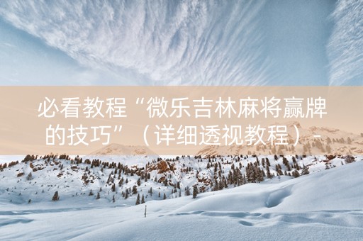 必看教程“微乐吉林麻将赢牌的技巧”（详细透视教程）-哔哩哔哩