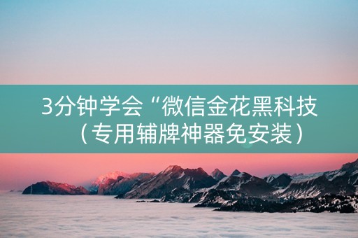 3分钟学会“微信金花黑科技（专用辅牌神器免安装）