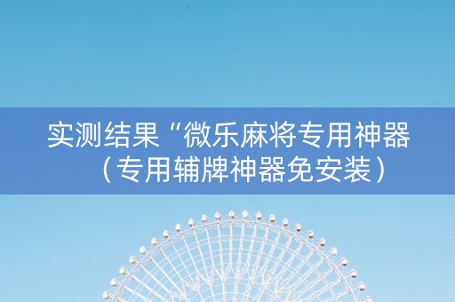 实测结果“微乐麻将专用神器（专用辅牌神器免安装）