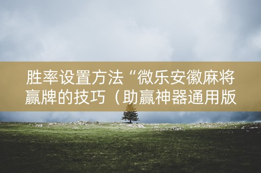 胜率设置方法“微乐安徽麻将赢牌的技巧（助赢神器通用版）
