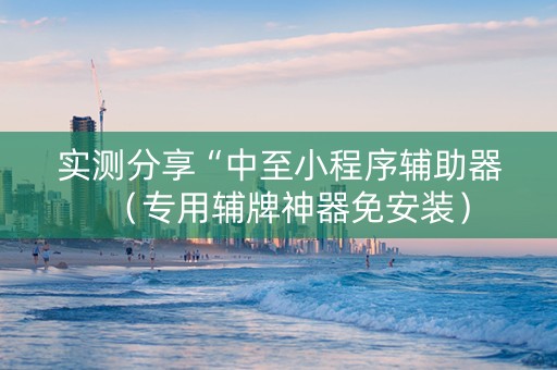 实测分享“中至小程序辅助器（专用辅牌神器免安装）