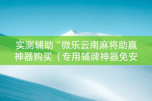 实测辅助“微乐云南麻将助赢神器购买（专用辅牌神器免安装）