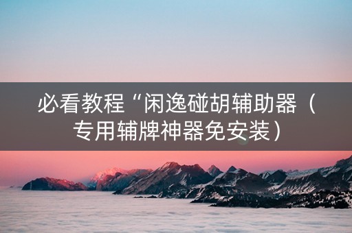 必看教程“闲逸碰胡辅助器（专用辅牌神器免安装）
