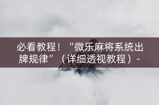 必看教程！“微乐麻将系统出牌规律”（详细透视教程）-哔哩哔哩