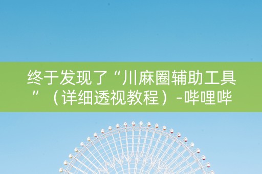 终于发现了“川麻圈辅助工具”（详细透视教程）-哔哩哔哩