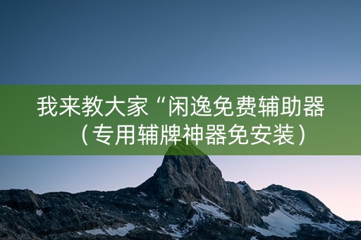 我来教大家“闲逸免费辅助器（专用辅牌神器免安装）