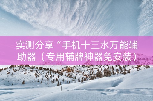 实测分享“手机十三水万能辅助器（专用辅牌神器免安装）