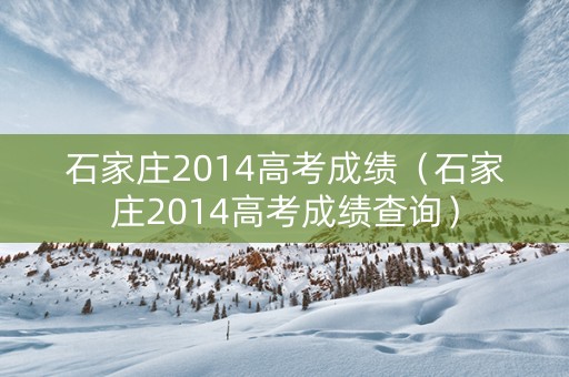 石家庄2014高考成绩（石家庄2014高考成绩查询）